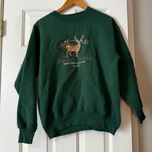 Vintage 90s Ducks Unlimited Embroidered Sweatshirt Hanes Heavyweight Green